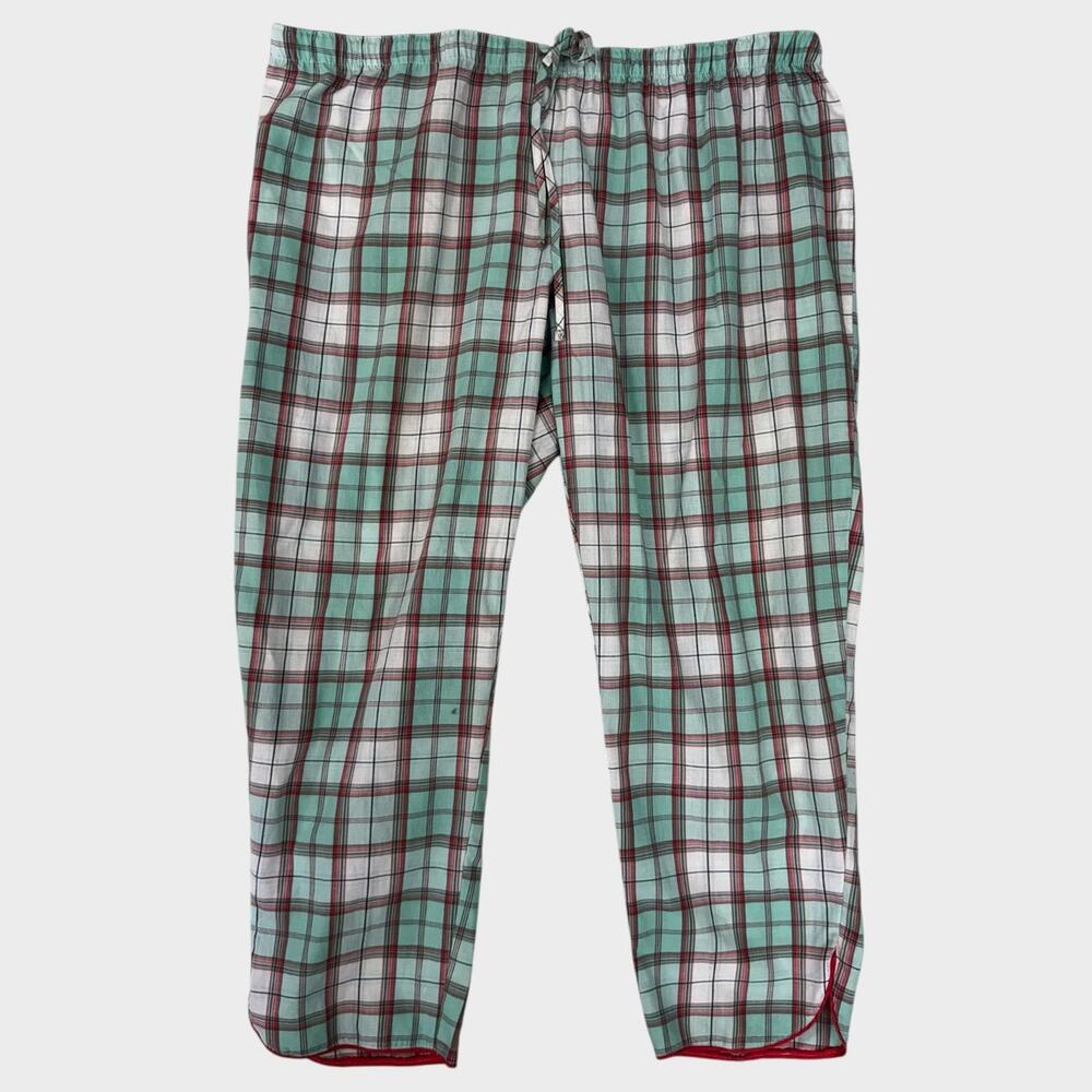 Secret Treasures 2X 18W - 20W Green Plaid Polyester Cotton Sleep Pants